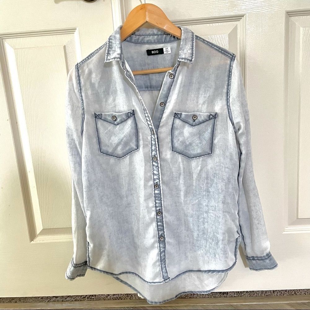 BDG light denim button down long sleeved shirt